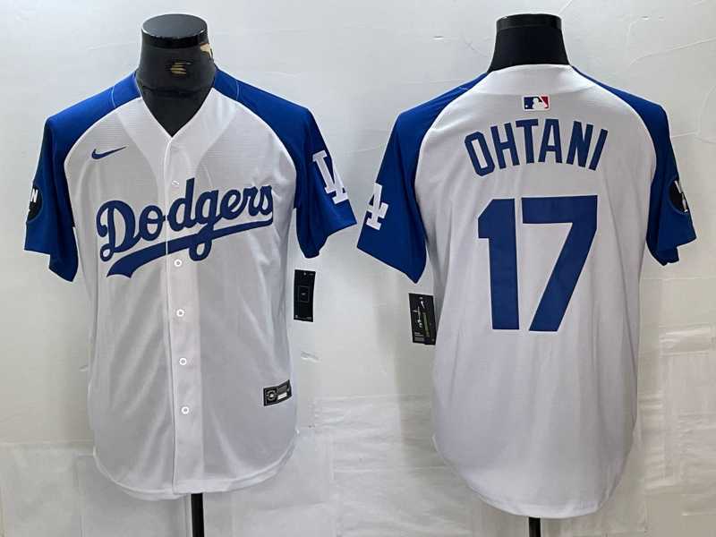 Men's Los Angeles Dodgers #17 Shohei Ohtani White Blue Fashion Stitched Cool Base Limited Jerseys,We sell and wholesale Men's Los Angeles Dodgers #17 Shohei Ohtani White Blue Fashion Stitched Cool Base Limited Jerseys on line form chian!